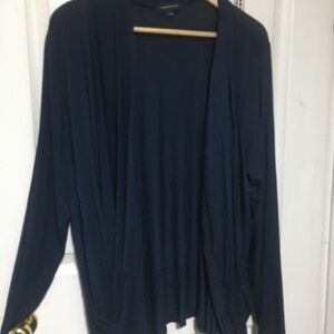 Women's Open-Front Navy Draped Cardigan Sweater